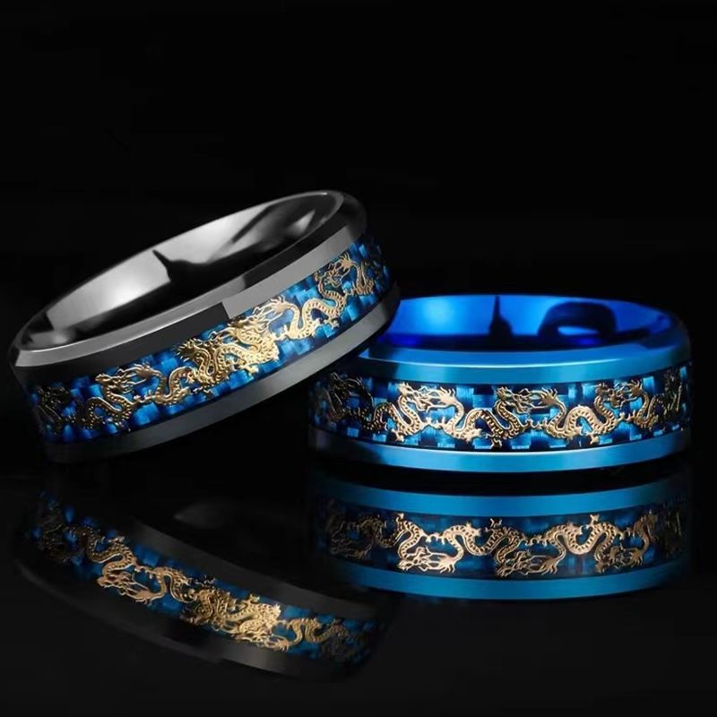Vintage Fashion Names - Fashion 8MM Stainless Steel Dragon Ring