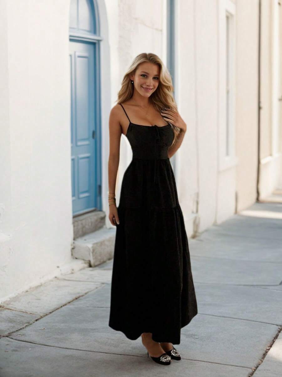 Vintage Women Fashion - Classic Vintage A-Line Slip Dress Backless