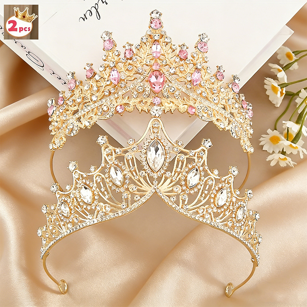 Vintage Women Fashion - 2Pcs Exquisite Vintage Baroque Gold Tiara