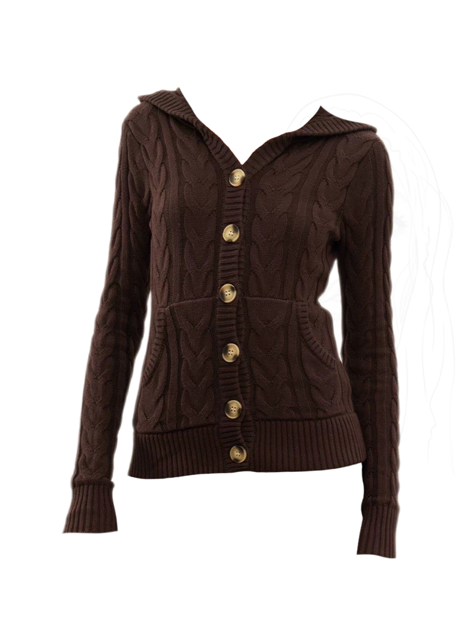 Crop Cardigan Vintage - Women's Brown Hoodie Cardigan Sweater Y2k