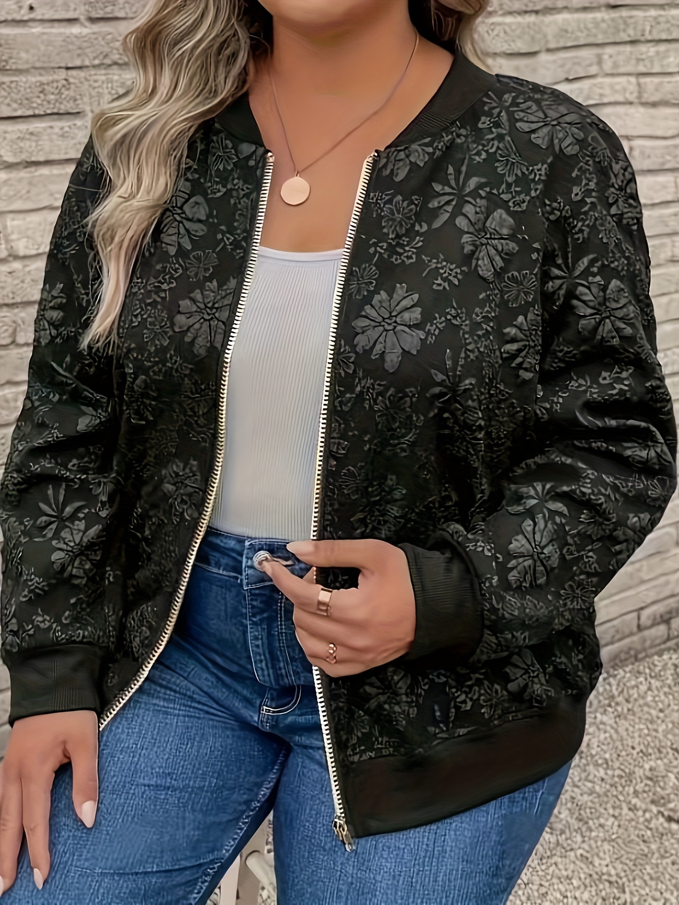 Varsity Jacket Wool - Plus size baseball varsity zip-up jacket