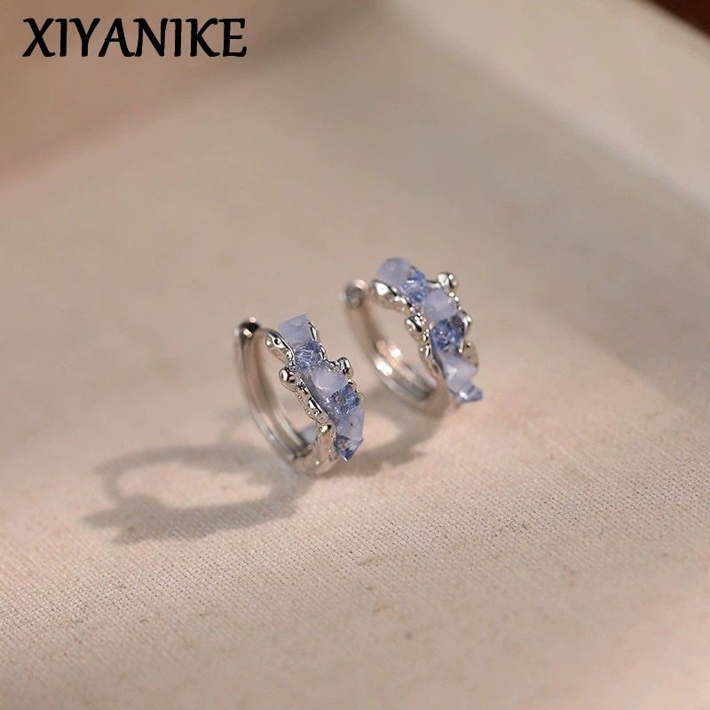 Vintage Fashion Wholesale - XIYANIKE Unique Irregular Blue Rhinestone Hoop