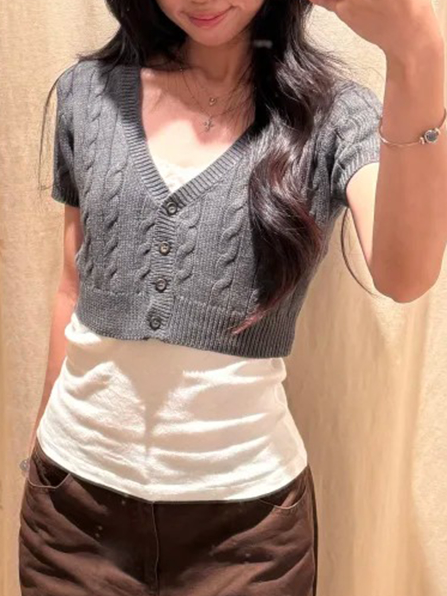 Vintage Four Button Knitted Cr - Crop Cardigan Vintage recensie en prijs