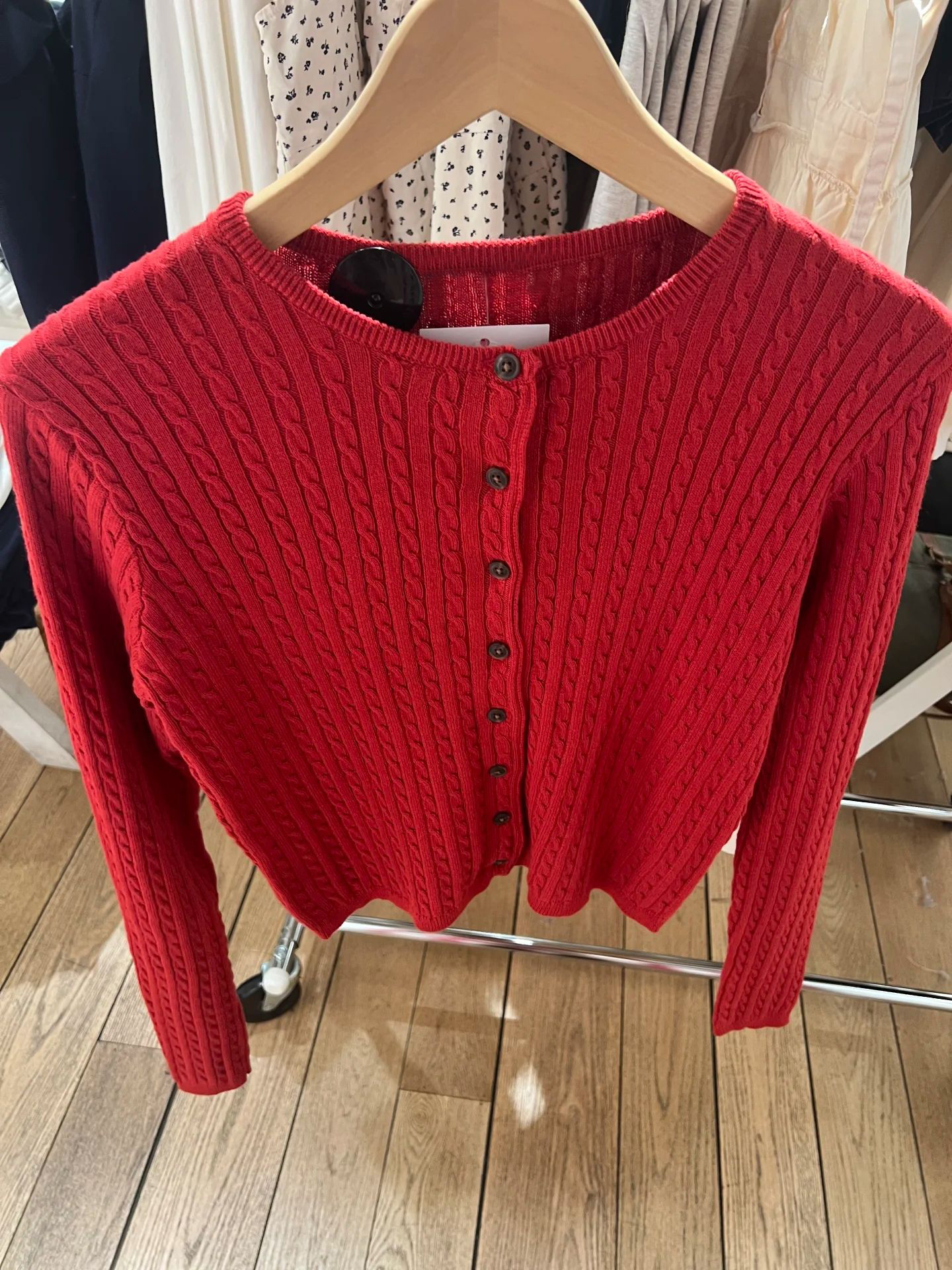 New Red Twist flower Knitted S - Crop Cardigan Vintage recensie en prijs