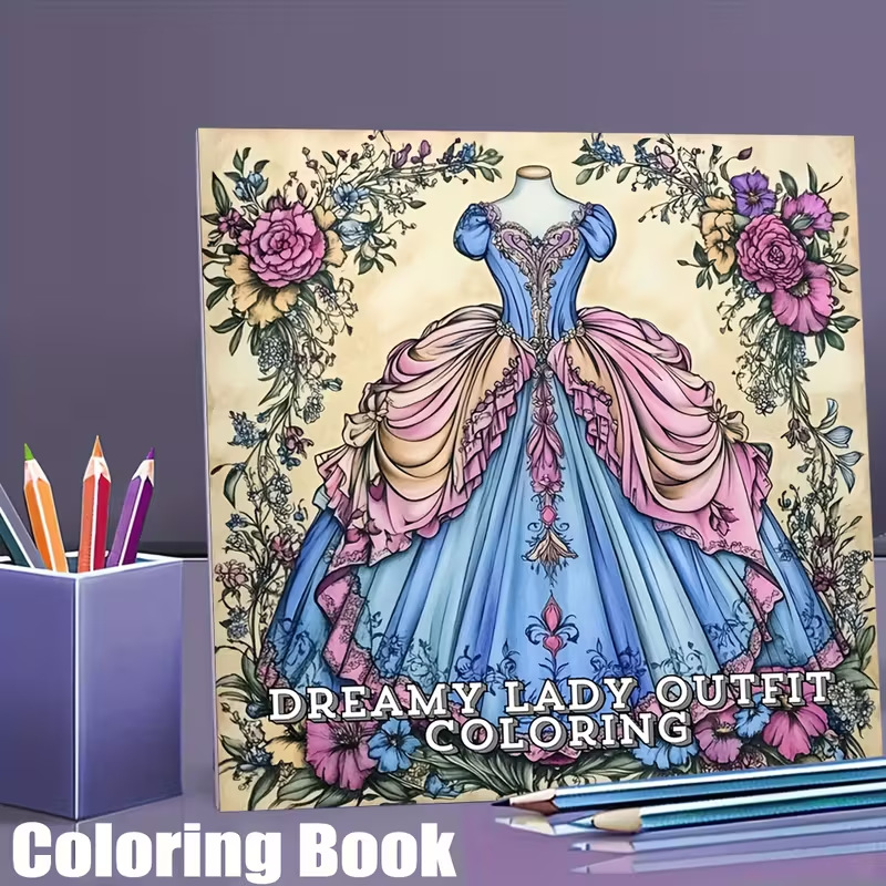 Dreamy Lady Outfit Adult Color - Vintage Fashion Coloring Pages recensie en prijs