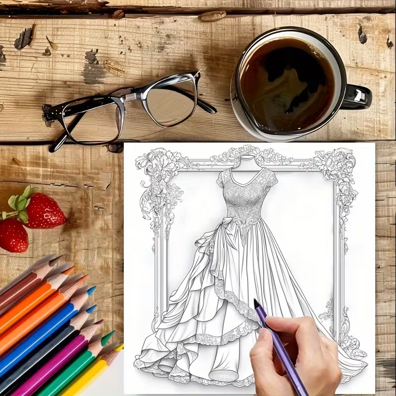 Dreamy Lady Outfit Adult Color - Vintage Fashion Coloring Pages recensie en prijs