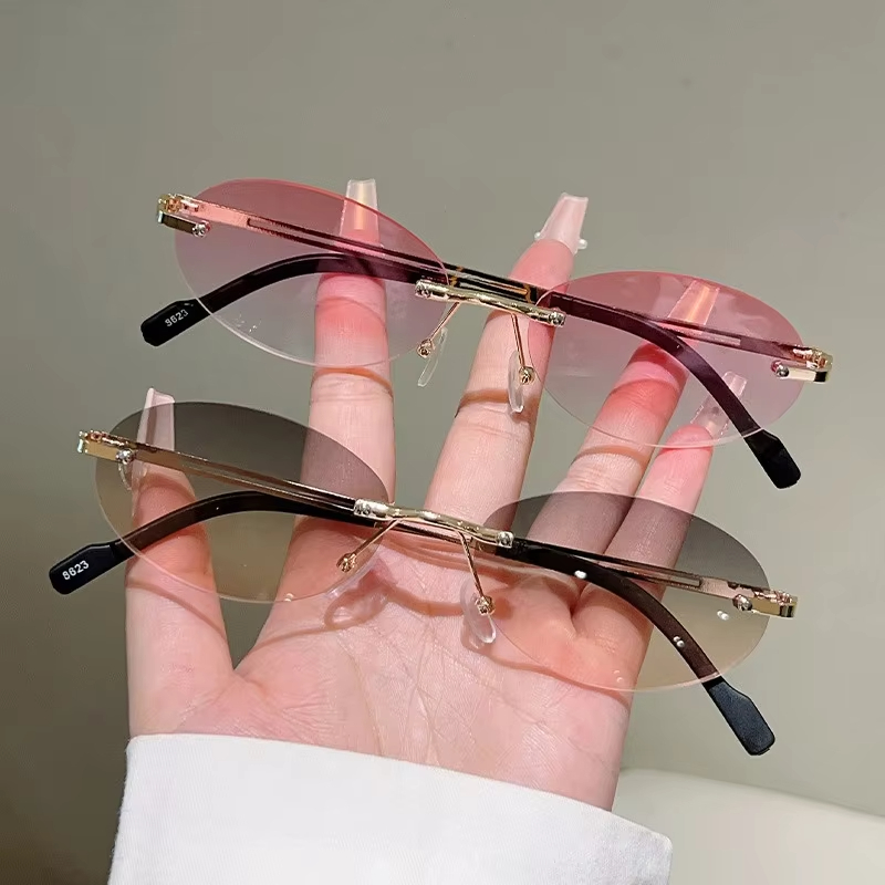 Rimless Oval Sunglasses Pink G - Vintage Fashion Definition recensie en prijs