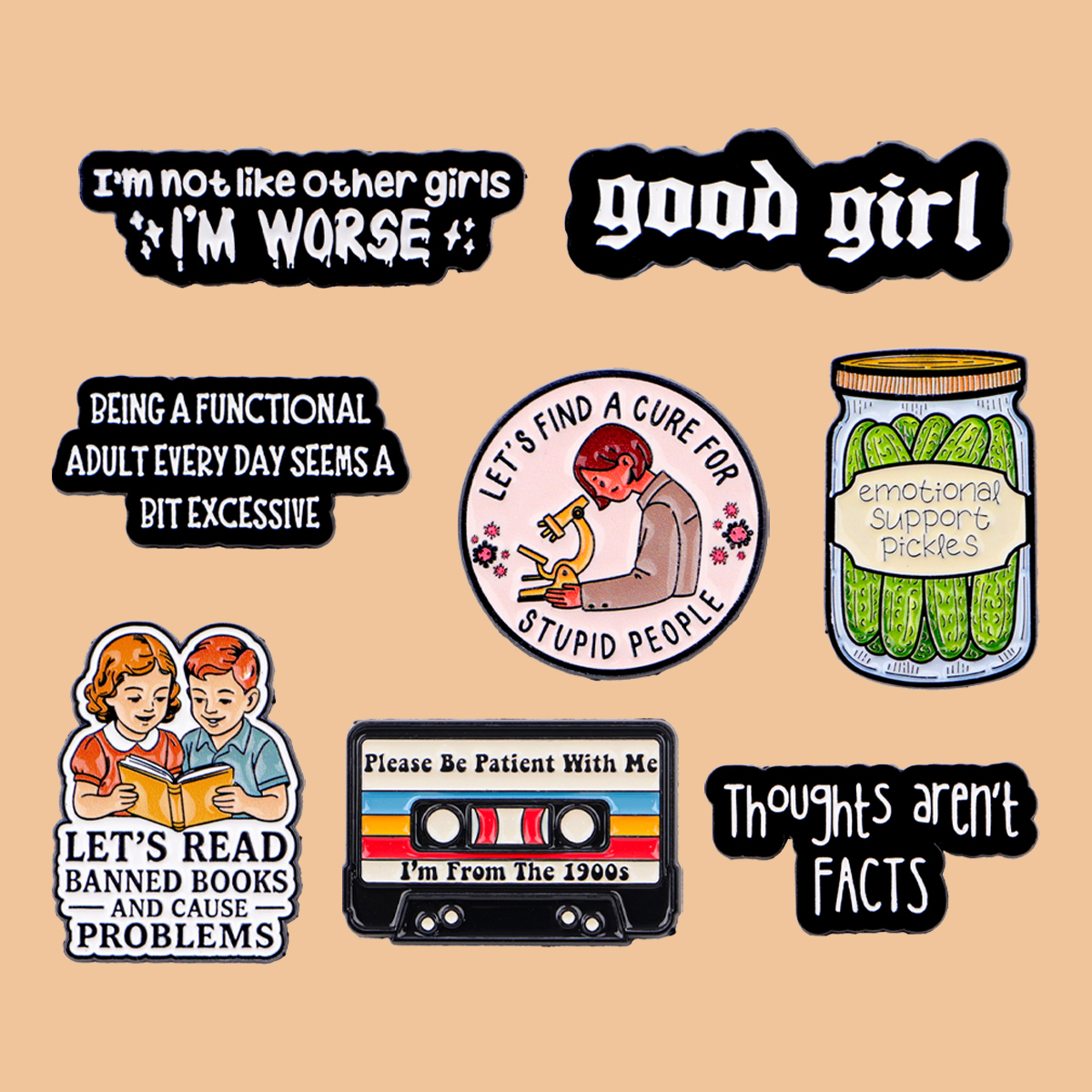 “Good Girl” Quotes Enamel Pin  - Vintage Fashion Quotes recensie en prijs