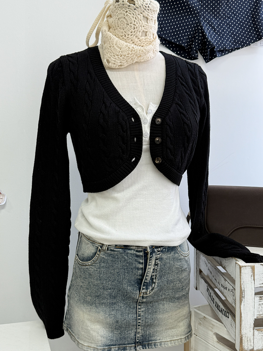 Cropped Knitwear Women Cotton  - Crop Cardigan Vintage recensie en prijs