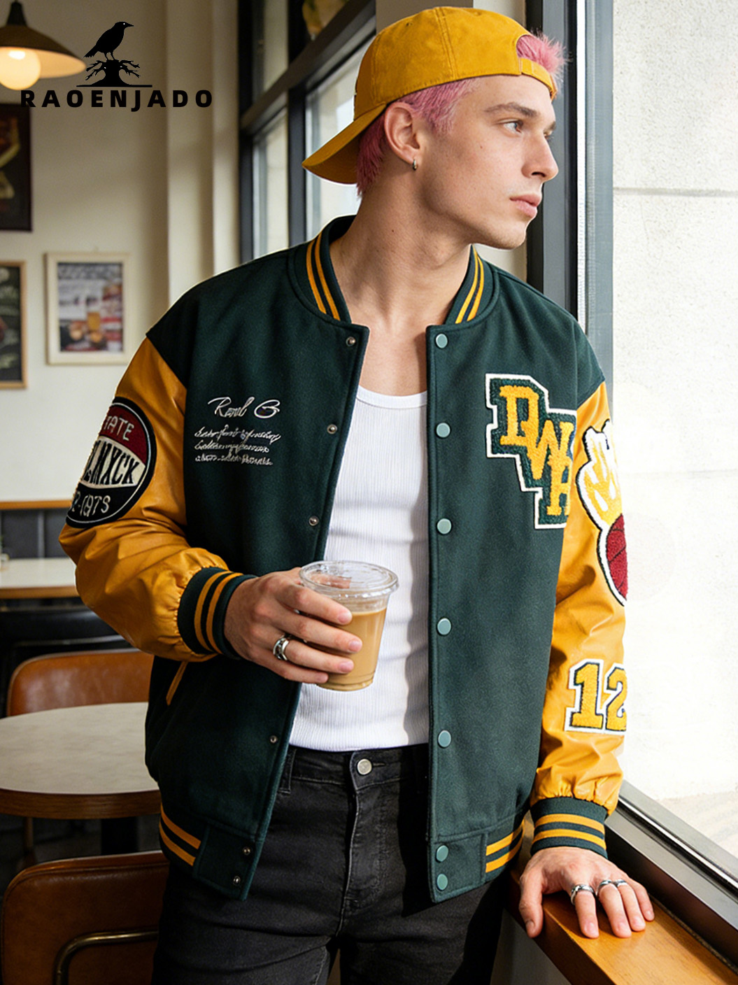 Men's Bomber Jacket Faux Leath - Varsity Jacket Wool recensie en prijs