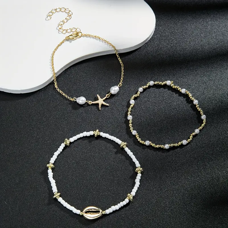 3 Pcs Beach Beaded Anklet Set  - Vintage Fashion Girl recensie en prijs
