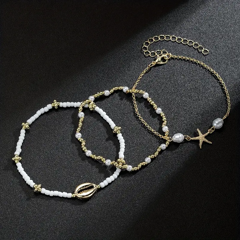 3 Pcs Beach Beaded Anklet Set  - Vintage Fashion Girl recensie en prijs