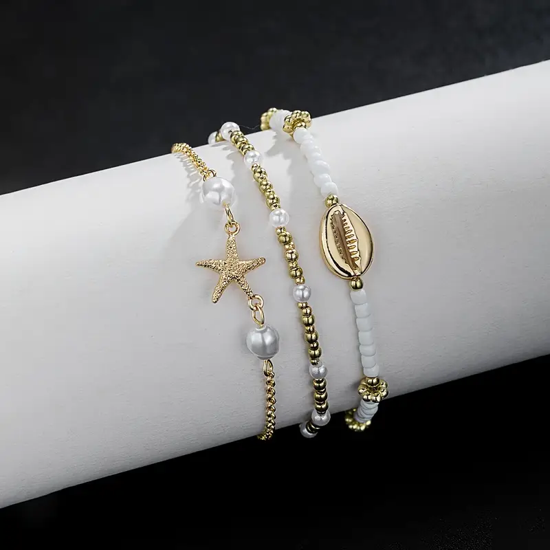 3 Pcs Beach Beaded Anklet Set  - Vintage Fashion Girl recensie en prijs