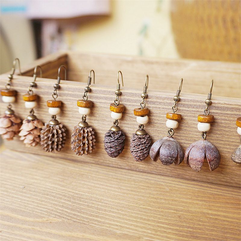 Vintage Wooden Plant Earring U - Vintage Fashion Wholesale recensie en prijs