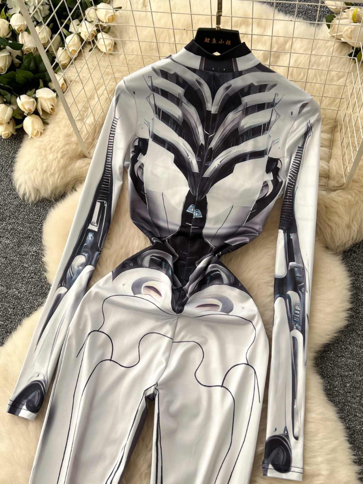 Women's Grey Print Jumpsuits V - Vintage Fashion Club recensie en prijs